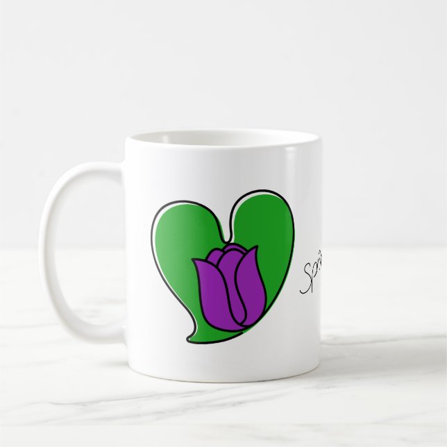 Spring in Love - Purple Tulips Coffee Mug (Left)