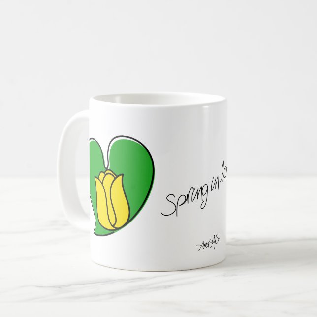 Spring in Love - Yellow Tulips Coffee Mug (Front Left)