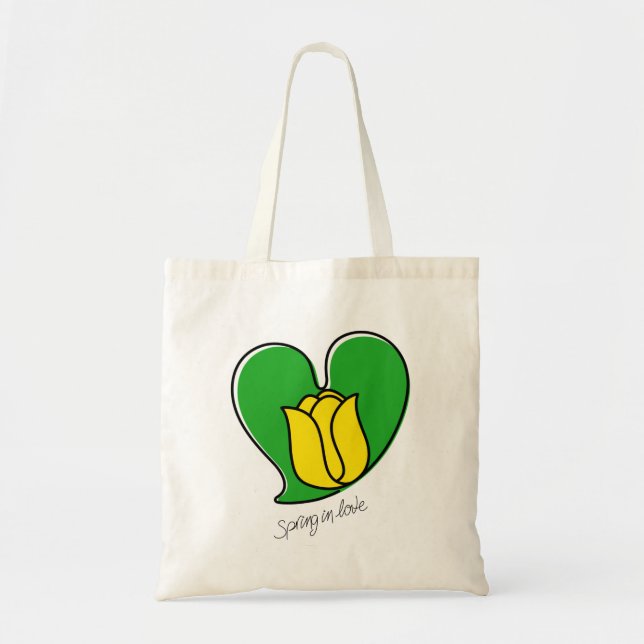 Spring in Love - Yellow Tulips Tote Bag (Front)
