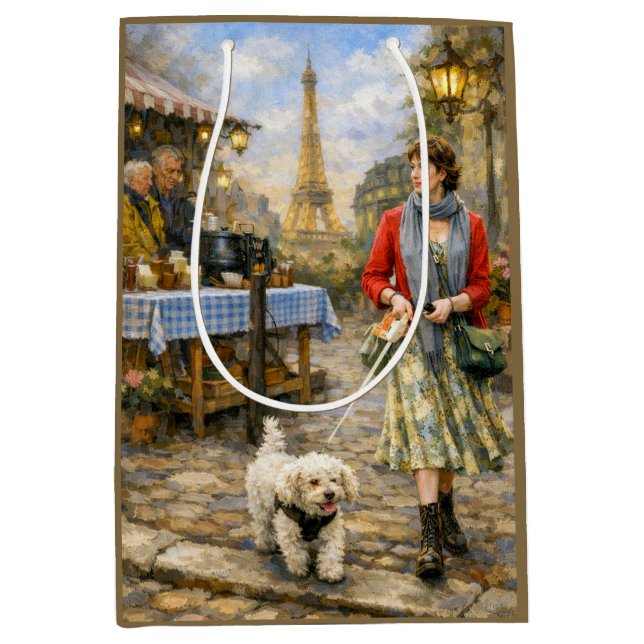 Spring In Paris Poodle  Medium Gift Bag (Front)