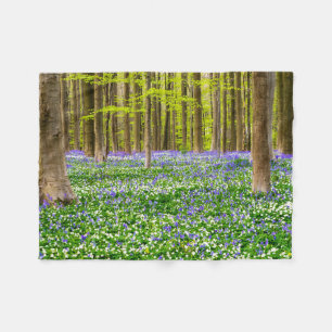Spring in the Blue Forest Fleece Blanket