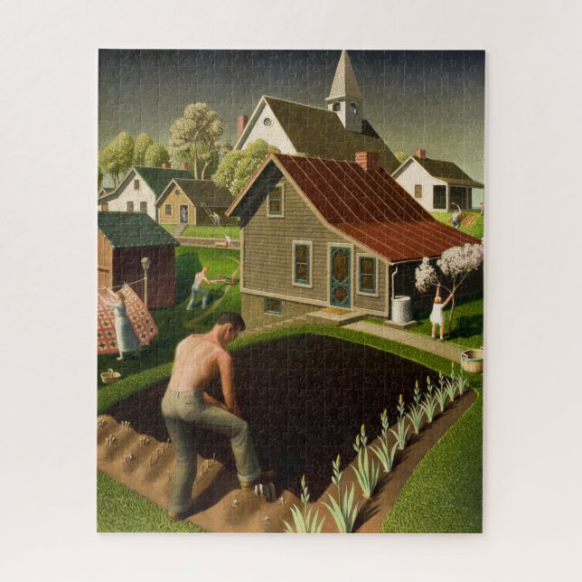 Spring in Town by Grant Wood Jigsaw Puzzle (Vertical)