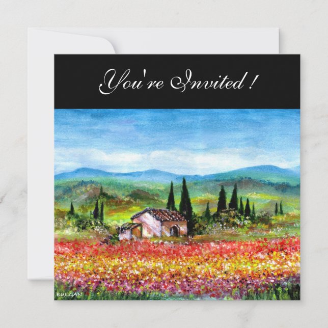 SPRING  IN TUSCANY, bright red pink yellow blue Invitation (Front)