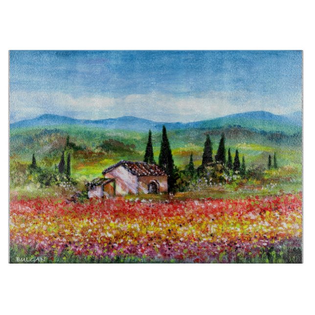 SPRING IN TUSCANY LANDSCAPE Flower Fields  Cutting Board (Front)