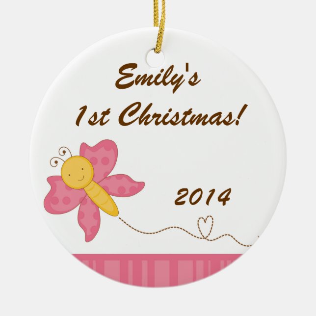 Spring Insect Butterfly Personalised Name Ornament (Front)