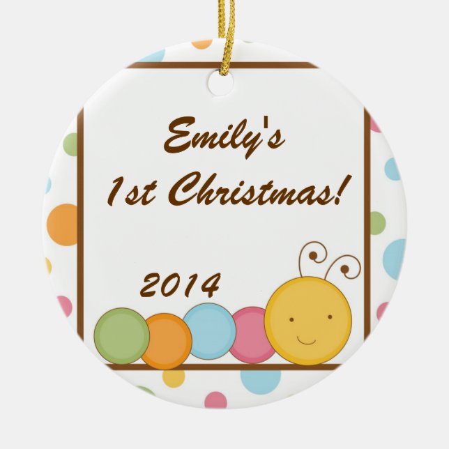 Spring Insect Worm Personalised Name Ornament (Front)