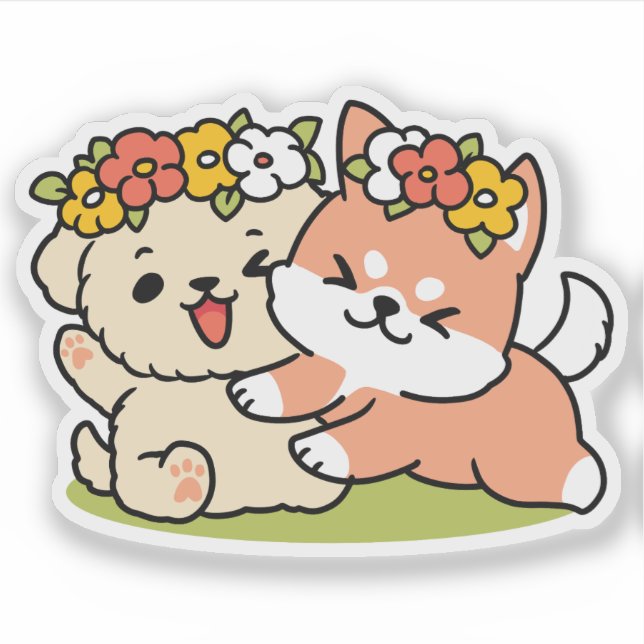 Spring Into Cuteness – Adorable Dog Illustration  (Front)