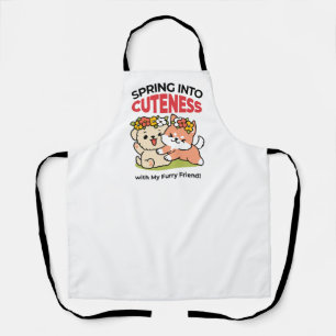 Spring Into Cuteness – Adorable Dog Illustration  Apron