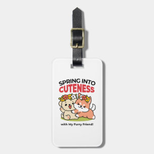 Spring Into Cuteness – Adorable Dog Illustration Luggage Tag
