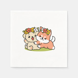 Spring Into Cuteness – Adorable Dog Illustration Napkin