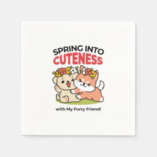 Spring Into Cuteness – Adorable Dog Illustration Napkin