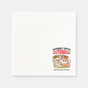 Spring Into Cuteness – Adorable Dog Illustration  Napkin
