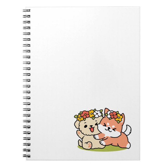 Spring Into Cuteness – Adorable Dog Illustration  Notebook (Front)