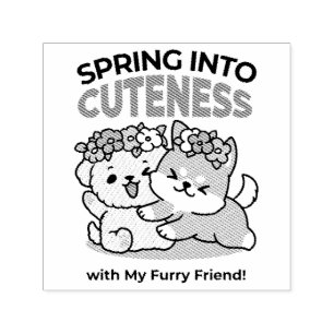 Spring Into Cuteness – Adorable Dog Illustration Self-inking Stamp