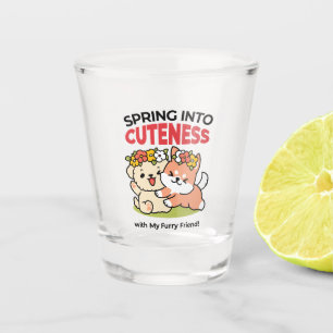 Spring Into Cuteness – Adorable Dog Illustration Shot Glass