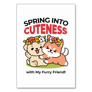 Spring Into Cuteness – Adorable Dog Illustration Table Number