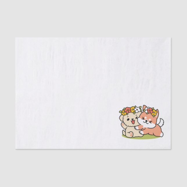Spring Into Cuteness – Adorable Dog Illustration  Tissue Paper (Front)