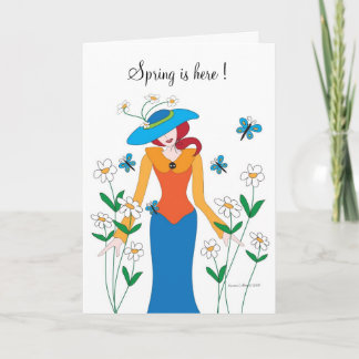 Spring is here Girl in a Garden Card