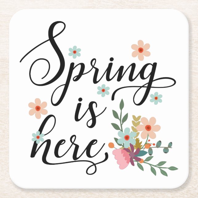 spring is here square paper coaster (Front)