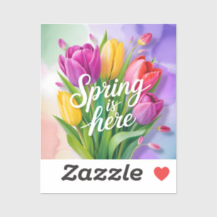 "Spring is Here" Tulip Bouquet Illustration