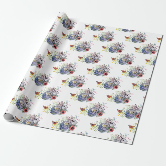 Spring Jackalope Wrapping Paper (Unrolled)