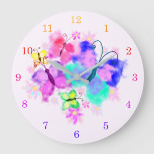 Spring Joy Butterflies Wall Clock - Watercolor