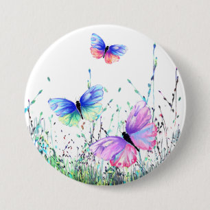 Spring Joy - Colourful Butterflies Flying in Natur 7.5 Cm Round Badge