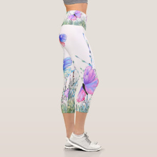 Spring Joy - Colourful Butterflies Flying in Natur Capri Leggings