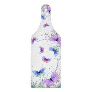 Spring Joy - Colourful Butterflies Flying in Natur Cutting Board
