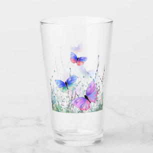 Spring Joy - Colourful Butterflies Flying in Natur Glass