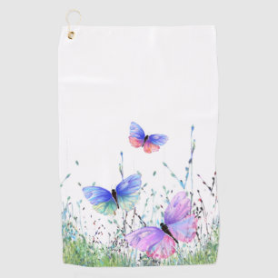 Spring Joy - Colourful Butterflies Flying in Natur Golf Towel