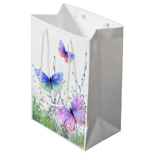 Spring Joy - Colourful Butterflies Flying in Natur Medium Gift Bag