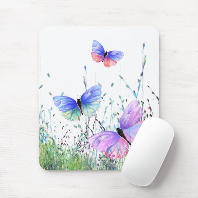 Spring Joy - Colourful Butterflies Flying in Natur Mouse Pad (With Mouse)