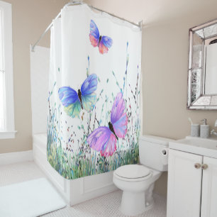 Spring Joy - Colourful Butterflies Flying in Natur Shower Curtain