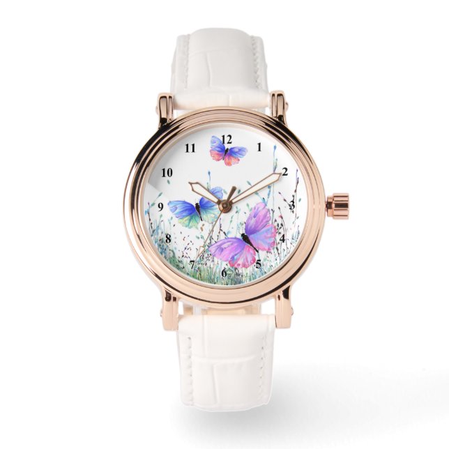 Spring Joy Flying Colourful Butterflies Watch (Front)