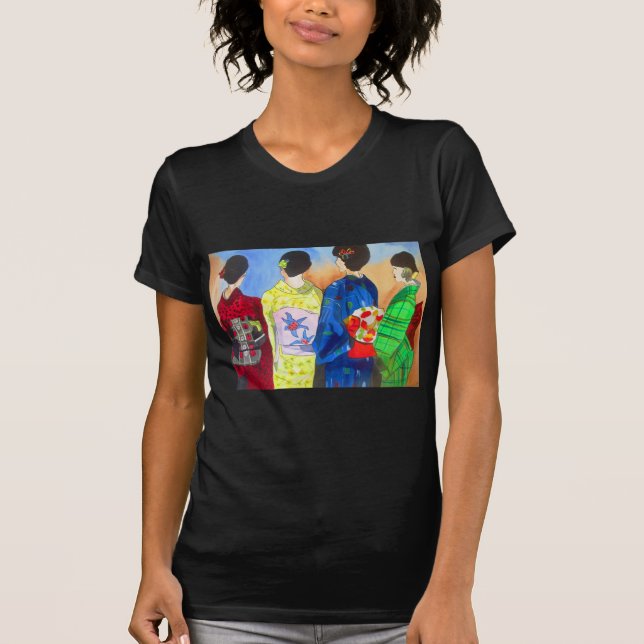 Spring kimono Japanese Geisha art T-Shirt (Front)