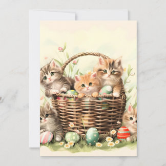 Spring Kitten Easter Basket Holiday Card
