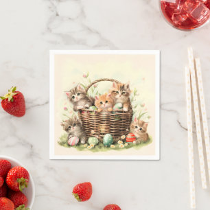 Spring Kitten Easter Basket Napkin