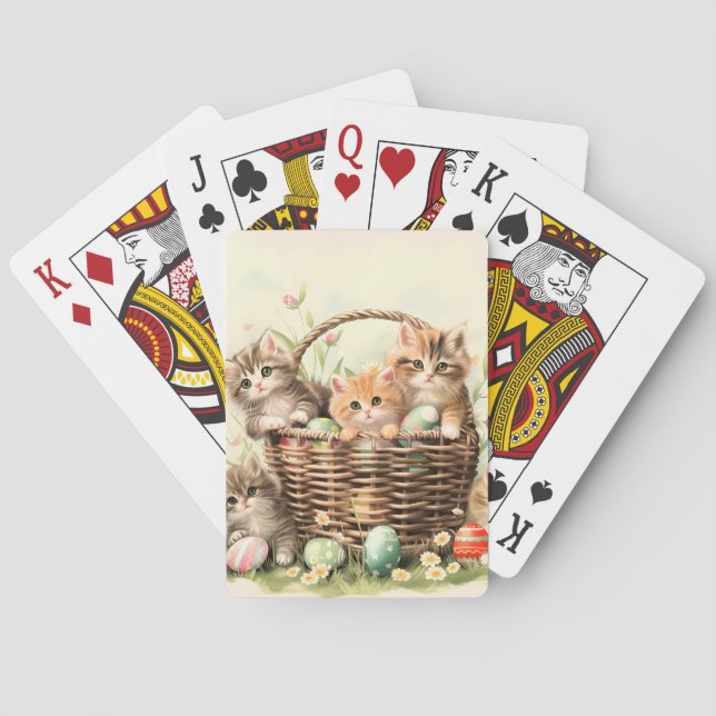 Spring Kitten Easter Basket  Playing Cards (Back)