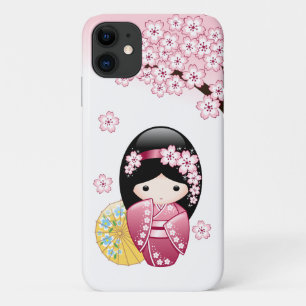 Spring Kokeshi Doll - Cute Japanese Geisha Girl Case-Mate iPhone Case