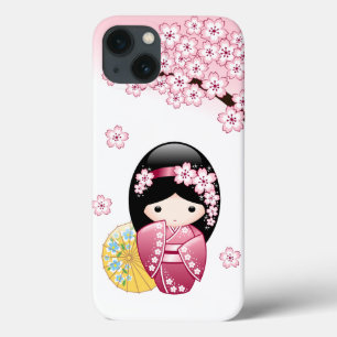 Spring Kokeshi Doll - Cute Japanese Geisha Girl iPhone 13 Case