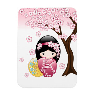 Spring Kokeshi Doll - Cute Japanese Geisha Girl Magnet