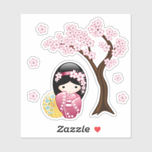 Spring Kokeshi Doll - Pink Kimono Geisha Girl