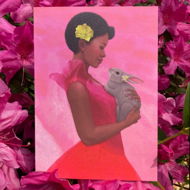 "Spring Lady with Rabbit." Greeting Card (Creator Uploaded)