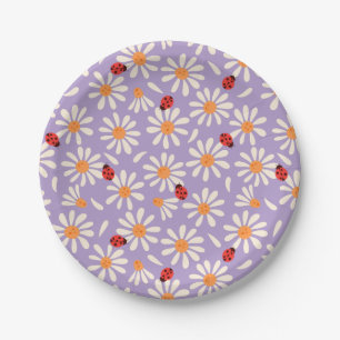 Spring Ladybugs and Daisies Paper Plate