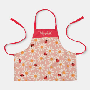 Spring Ladybugs and Daisies Personalized Kids Apron