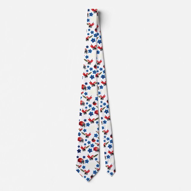 Spring Ladybugs Flowers Tie (Front)