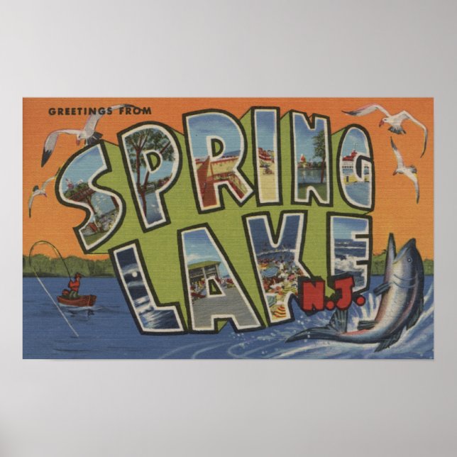 Spring Lake, New Jersey - Large Letter Scenes Poster (Front)