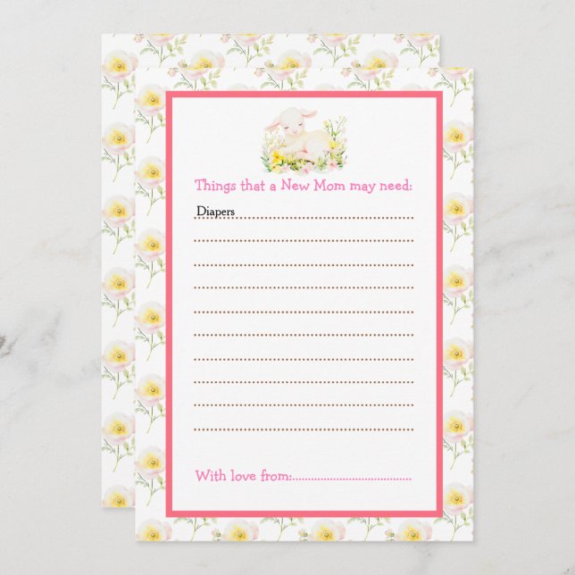Spring Lamb Baby Shower Invitation (Front/Back)