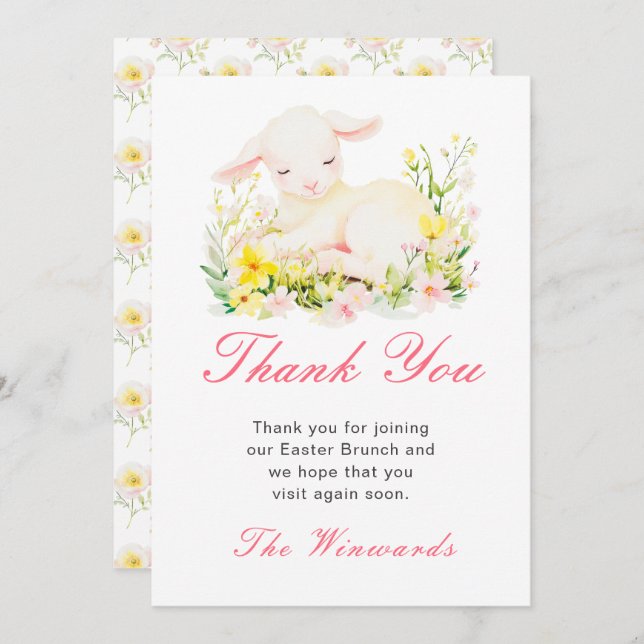 Spring Lamb Easter Brunch Thank You Card (Front/Back)